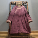 Johnature Naiste Pullover Vintage Parkid V&auml;rvilised n&ouml;&ouml;bid, pikkade varrukatega hommikumantlid Talvised Hiina stiilis soojad pargid One Size lilla