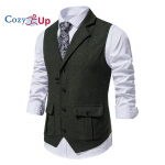 Cozy Up meeste Briti kalasabast tweedist esmaklassiline villane vest S hall