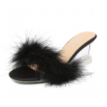 Naiste mood Seksikad sussid Lihtsad kristallsandaalid Suvised l&auml;bipaistvad kiilu sandaalid 10834 seeria 6 cm kontsaga LFD 40 must