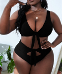 &Uuml;hes t&uuml;kis ujumisriided Naiste ujumisriided Solid Beach Plus Size Body Vintage ujumisriided Rannar&otilde;ivad ujumisriided 2XL must