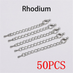 5/50 tk/LOT 50 mm tooniga pikendusega sabakett homaari klambritega pistik isetegemise ehete jaoks. Leidmine K&auml;ev&otilde;ru kaelakee Rhodlun-50PCS
