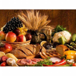 5D teemantmaalikomplekt, &uuml;mmargune k&ouml;&ouml;givilja- ja puuviljamaastik, teemanttikandid, kividest mosaiikpilt Full Round 20x30CM