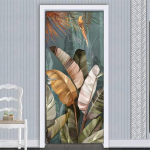 3D uksekleebis Roheline palmitaimede tapeet Isekleepuv sissep&auml;&auml;s Kodu Magamistoa Dekoratiivsed vin&uuml;&uuml;lid Abstraktsed jooned Lavastuse plakat 90x200cm(Cut 2 pcs)
