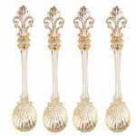4 tk 11 cm kuninglikus stiilis metallist nikerdatud kohvilusikate komplekt Vintage laualusikad Antiiksed teelusikad kohvilusikad, supilusikakesed 4Pcs Gold