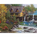 5D DIY Teemantmaal Riverside Chalet Teemanttikandid T&auml;ismosaiigikomplektid Ristpistes Kodukaunistus K&auml;sitsi valmistatud kingitused Round 20x30cm
