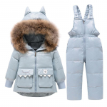 Lasteriiete komplekt Kapuutsiga Parka Poiss Beebi Kombinesoonid V&auml;ikelapsele T&uuml;drukutele Talvine soe sulejope Laste mantel lumekost&uuml;&uuml;m 90cm sinine
