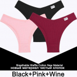 FINETOO 3TK/komplekt Vahvli puuvillased alusp&uuml;ksid pesu naiste aluspesu Seksikad p&uuml;ksid Femme alusp&uuml;ksid V-taljega stringid Brasiilia p&uuml;ksid Bikini Tangas S