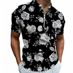 Summer Flowers Men New Fashion POLO Romantiline kohtingpidu l&uuml;hikeste varrukatega T-s&auml;rk S valge