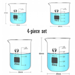 5 ml - 100 ml 150 ml 200 ml 250 ml 300 ml 400 ml 500 ml madala vormiga boorsilikaatklaasist keeduklaasi tilgutiga Chemistry Lab Heavy Wall 4-piece set