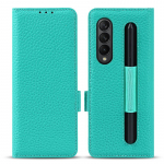 Luksuslik ehtsast rahakoti nahast &uuml;mbris Samsung Galaxy Z Fold 3 &uuml;mbrisele koos pliiatsihoidjaga Galaxy Z Fold 3 &uuml;mbris koos S pliiatsipesa kaitsekattega Galaxy Z Fold 3 5G must