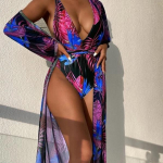 Naiste ujumisriided, &uuml;hes t&uuml;kis tr&uuml;kitud v&otilde;rk, kaheosalised kattebikiinid XL sinine