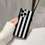 Fashion Black White Strips Square Telefoni&uuml;mbris Iphone 13 11pro 12promax Kaas Iphone 11 Pehme Selg Kaitsev Coque Capa For iphone SE2020