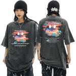 Ees ja taga tr&uuml;kitud t&auml;navar&otilde;ivad HipHop naiste T-s&auml;rk Puuvillahappega pestud vintage l&uuml;hikeste varrukatega T-s&auml;rk Harajuku Suured T-s&auml;rgid S must