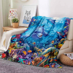 Ookeani delfiinimustriline tekk 3D-prinditud tekk soe pehme vooditekk elutuba magamistoa diivan tekk Viskatekid 150x180cm