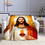 Jeesus tekk Kristus Flanell Soojus Pehme Pl&uuml;&uuml;s Diivanvoodi Viskav tekk Neitsi Maarja ja Jeesus seeria religioosne tekk 75x90cm