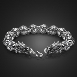 Br&auml;ndi ehete mood 100% 925 h&otilde;bedast k&auml;ev&otilde;ru meestele Vintage punk Tai h&otilde;bedane draakoni k&auml;ev&otilde;ru 11MM manseti kingitus 7.5 inches