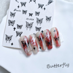 Must-valge liblikas k&uuml;&uuml;nte kleebis Diy Nail Design liugur k&uuml;&uuml;nte kunsti kaunistus