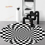 3D Vortex Illusion &uuml;mmargune vaip, ruuduline libisemiskindel vaip Kaasaegne moodne vaip uksematt kodu elutuppa 60cm