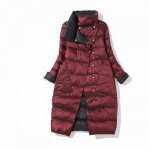 Kahepoolne pikk sulejope Kevad-s&uuml;gisene turtlenkaelusega valge pardisulgede soojad parksid XXL veinipunane v&auml;rv