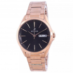 Westar, must sihverplaadiga roosa kullatoon, roostevabast terasest kvarts 50212 PPN 603 meeste k&auml;ekell must