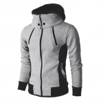 Kardigan Hoodie Meeste jakid S&uuml;gistalvised vabaaja fliismantlid Bomber jope k&otilde;rge kraega kapuutsiga mantel Meeste v&auml;lisr&otilde;ivad Slim Fit kapuuts US XXL helehall v&auml;rv