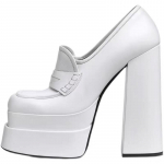 Naiste k&otilde;rged veekindlad k&otilde;rged kontsad pumbad, kandilised varbad, platvormkingad Naiste kleit, pidu, seksikad kingad, suur suurus 40 valge