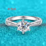 P&auml;ris 0,5-3CT moissanite abielus&otilde;rmus naistele Sterling h&otilde;bedane &uuml;mmargune briljantne teemantpasjanss, kingitus 5.5