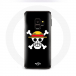 &Uuml;mbris Samsung Galaxy S9 plus One Piece Manga Skull musta taustaga