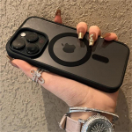 Luksuslik Magsafe'i l&auml;bipaistev &uuml;mbris iPhone'ile 16 15 14 13 12 11 Pro X XS XR Max Mini 7 8 Plus SE 2022 Magnetiline juhtmevaba laadimiskate iPhone 14 must