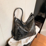 Retro suured &otilde;lakotid naistele 2024. aasta talvemood PU-nahast daami vintage lukuga disainiga k&auml;ekotid must