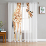 Loom Giraff Uurimisklaas Aknakate T&uuml;ll Moodsad L&auml;bipaistvad Kardinad K&ouml;&ouml;ki Elutuppa Magamistuppa Kardina Kaunistus W135 x H114cm gray