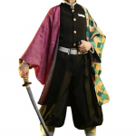 Anime Demon Slayer Tomioka Giyuu Cosplay Kost&uuml;&uuml;mid Kimetsu No Yaiba Kimono Mantel Mantel Vooder P&uuml;ksid Parukas Halloweeni Kost&uuml;&uuml;mid L-(Costume+Wig)