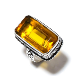 Natural Citrine Gemstone Handmade 925 Sterling Silver Gift Ring Size 7 m1f45