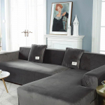 Velvet Plush L kujuga diivani sametkatted elutuppa elastne diivani kate Chaise Longue nurga veniv elastne diivanikate 1 seater beež