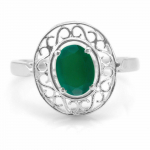 Looduslik sertifitseeritud 7 ct 925 sterlingh&otilde;bedast smaragdiga s&otilde;rmus meestele/naistele M roheline