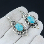 Looduslik Larimar k&otilde;rvar&otilde;ngas, Larimar h&otilde;bek&otilde;rvar&otilde;ngas, Larimar ovaalse kiviga k&otilde;rvar&otilde;ngas, 925 sterlingh&otilde;be k&otilde;rvar&otilde;ngas, V&auml;&auml;riskiviga k&otilde;rvar&otilde;ngas, Ripatsk&otilde;rvar&otilde;ngas 2.16 sinine