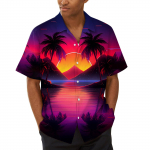 Hawaii s&auml;rk meestele, meeste vintage n&ouml;&ouml;pidega keeglis&auml;rgid l&uuml;hikeste varrukatega suvine rannas&auml;rk L sinine