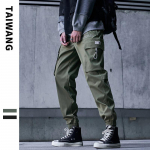 Hip Hop Joggers Cargo P&uuml;ksid Meeste Mitme taskuga elastne v&ouml;&ouml;koht Harem P&uuml;ksid Meeste Harajuku vabaaja dressip&uuml;ksid M must