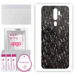 apgo Protective Skin Sticker for the back compatible with Oppo A9, Wrap Film, Foil, Vinyl - Pattern Carbon Black Pixel