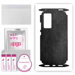 apgo Protective Skin Sticker for the back+sides compatible with Xiaomi 12X, Full Wrap Film, Foil, Vinyl - Pattern Black Leather