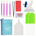 5D DIY teemanttikandite tarvikute ja t&ouml;&ouml;riistade komplekt Teemantv&auml;rvimiskarbi mosaiikliimi pliiatsi komplekt J-14