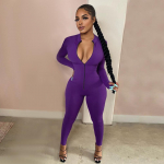 Treening Active Wear &uuml;hev&auml;rvilised p&uuml;ksid Naiste Jumpsuit Sportlik pikkade varrukatega Fitness Clubwear T&otilde;mblukuga Peokombinesoonid Bodycon L