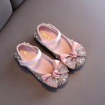 Uued laste nahast kingad Rhinestone vibu printsessi t&uuml;drukute tantsujalatsid Baby Student Flats Laste esinemiskingad 24 (Inner 15.2CM) roosa