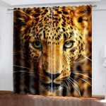 Kass Leopardimustriga Kardinapaneelid Elutuppa Punase Roosi Kardinad 3D Gepardi Akende Kaunistused 100W160H(CM)40x63in&Hook