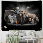 Pruunkaru ja Kaelkirjak Gobel&auml;&auml;n Seinale Riputatav Boheemia N&otilde;idus Ps&uuml;hhedeelne Mitme Loomaga Esteetika Toa Dekoratsioon Taustakangas 230x180cm