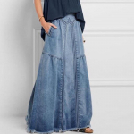 Oversize Bohemian Denim Maxi seelikud naistele Puuvillane suvine Falda Lady 4XL Boho Vintage pikk teksaseelik S helesinine v&auml;rv