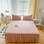 Sinine voodiseelik padjap&uuml;&uuml;r &uuml;hev&auml;rviline 1,5/1,8/2m madratsikaitse pehme mugav siidit&auml;idisega tepitud ruuduline voodikate 120x200cm bed skirt
