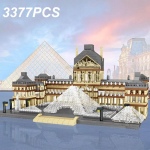 3377 tk Louvre'i mudelklotsid Maailmakuulsad vaatamisv&auml;&auml;rsused Arhitektuurimudel T&auml;navavaate klotsid Lastele DIY m&auml;nguasjad P&uuml;hadekingitused Ilma karbita