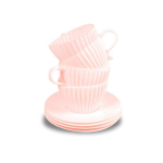 4 moules &agrave; muffin silicone en forme de tasse mug 4 sous-tasses