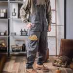 Meeste tagurpidi meisterdaja Ameerika retro Ami khakiv&auml;rvi avar mitme taskuga t&ouml;&ouml;kombinesoon XL hall